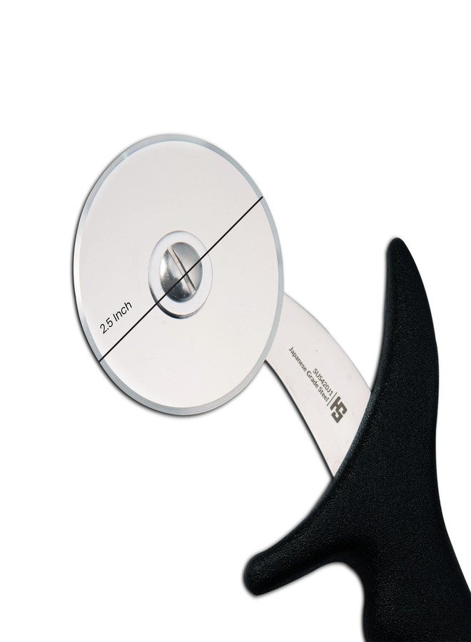 HS WORLD OF HORECA ESSENTIALS HS 2.5 Inch Professional Pizza Cutter with Medium Handle, Sandwich Paratha Chapati Roti Wheel Smooth Rotating Slicer Food Grade Stainless Steel, Japanese Grade for Home and Commercial Use, Black - Image 2
